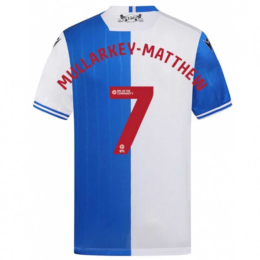 Danxen Uomo Maglia Lorenze Mullarkey-Matthews #7 Blu Bianco Kit Gara Home 2025/26 Maglietta