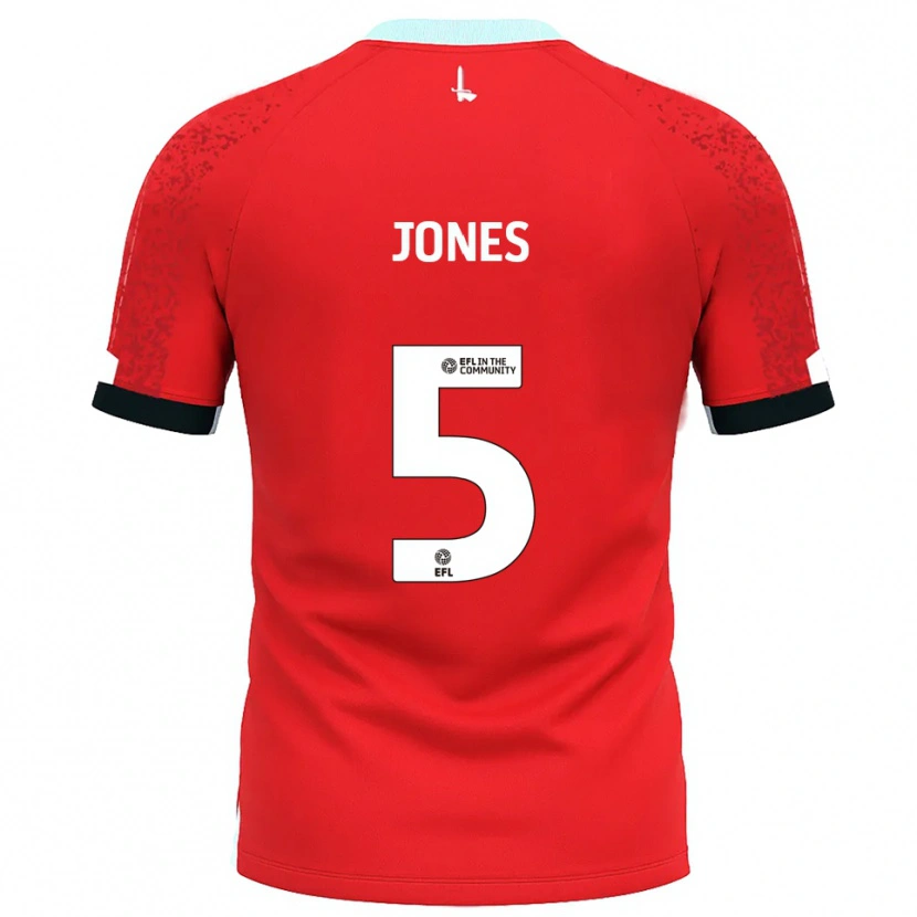Danxen Uomo Maglia Lloyd Jones #5 Rosso Bianco Kit Gara Home 2025/26 Maglietta