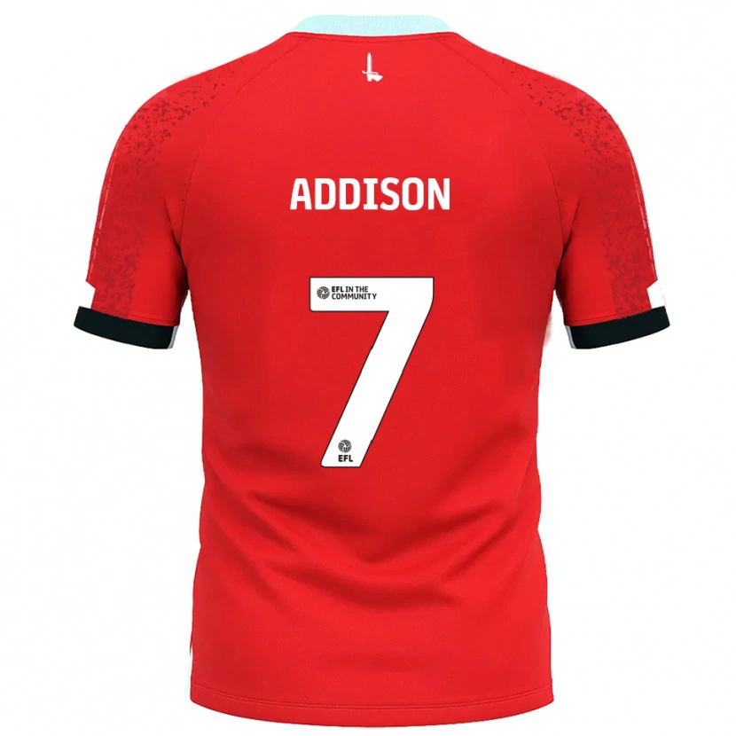Danxen Uomo Maglia Angela Addison #7 Rosso Bianco Kit Gara Home 2025/26 Maglietta