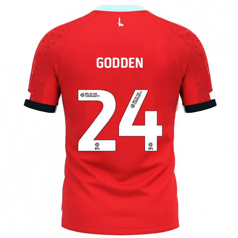 Danxen Uomo Maglia Matty Godden #24 Rosso Bianco Kit Gara Home 2025/26 Maglietta