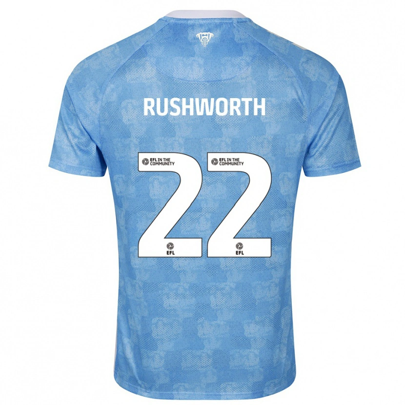 Danxen Uomo Maglia Carl Rushworth #22 Azzurro Cielo Bianco Kit Gara Home 2025/26 Maglietta