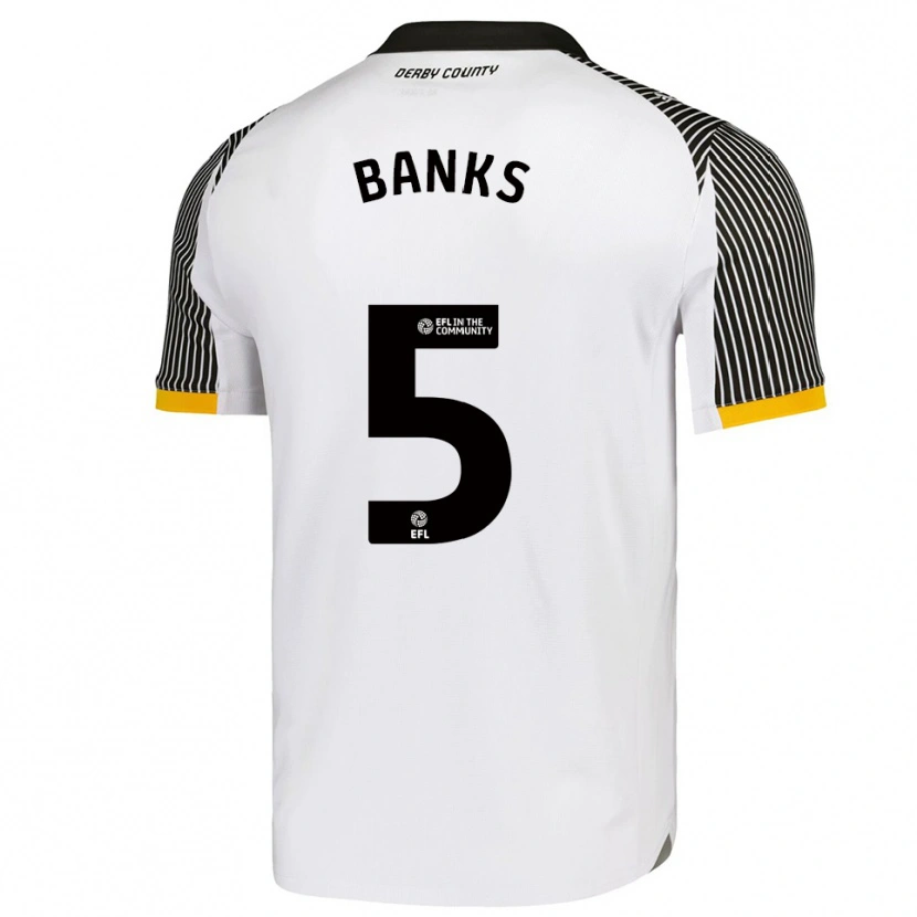 Danxen Uomo Maglia Luke Banks #5 Bianco Nero Kit Gara Home 2025/26 Maglietta