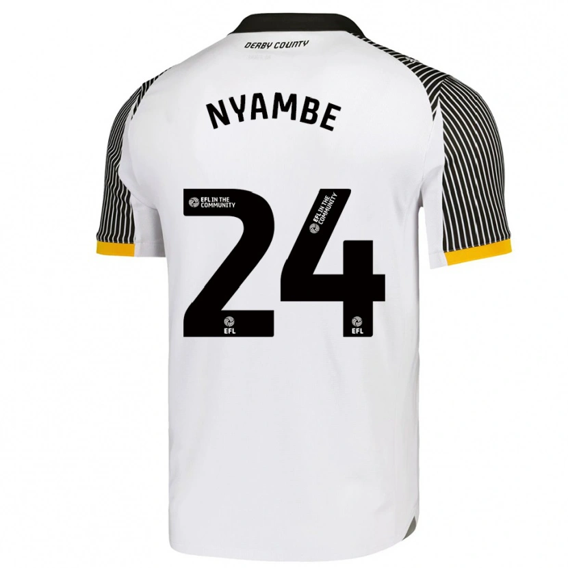 Danxen Uomo Maglia Ryan Nyambe #24 Bianco Nero Kit Gara Home 2025/26 Maglietta