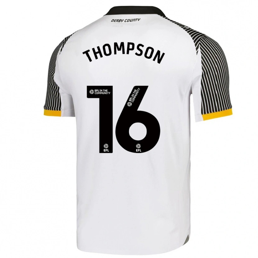Danxen Uomo Maglia Liam Thompson #16 Bianco Nero Kit Gara Home 2025/26 Maglietta