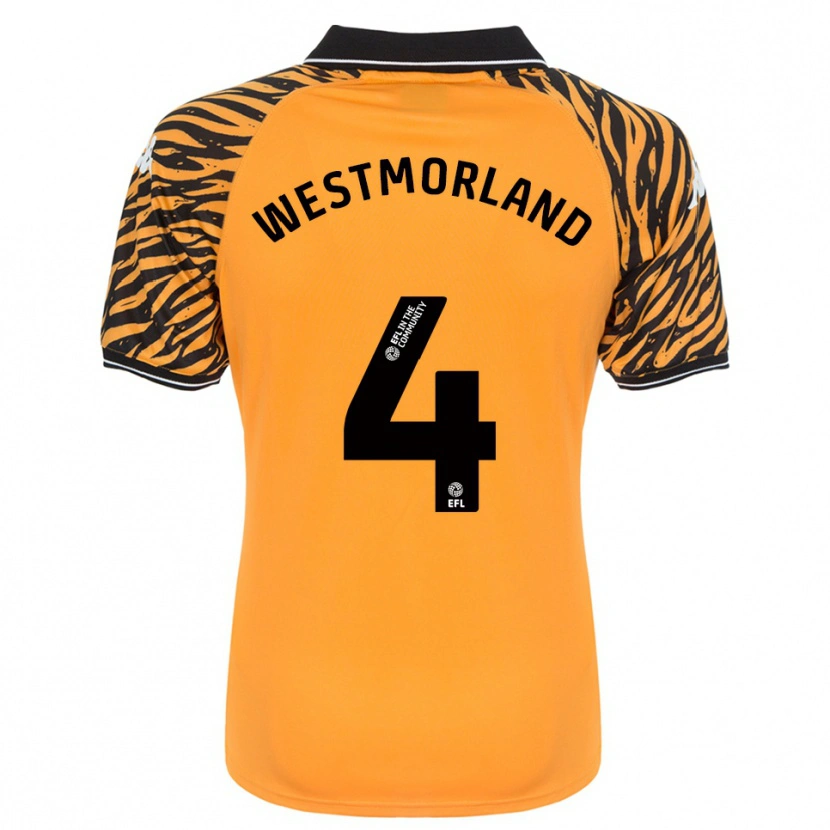 Danxen Uomo Maglia Emma Westmorland #4 Arancione Nero Kit Gara Home 2025/26 Maglietta