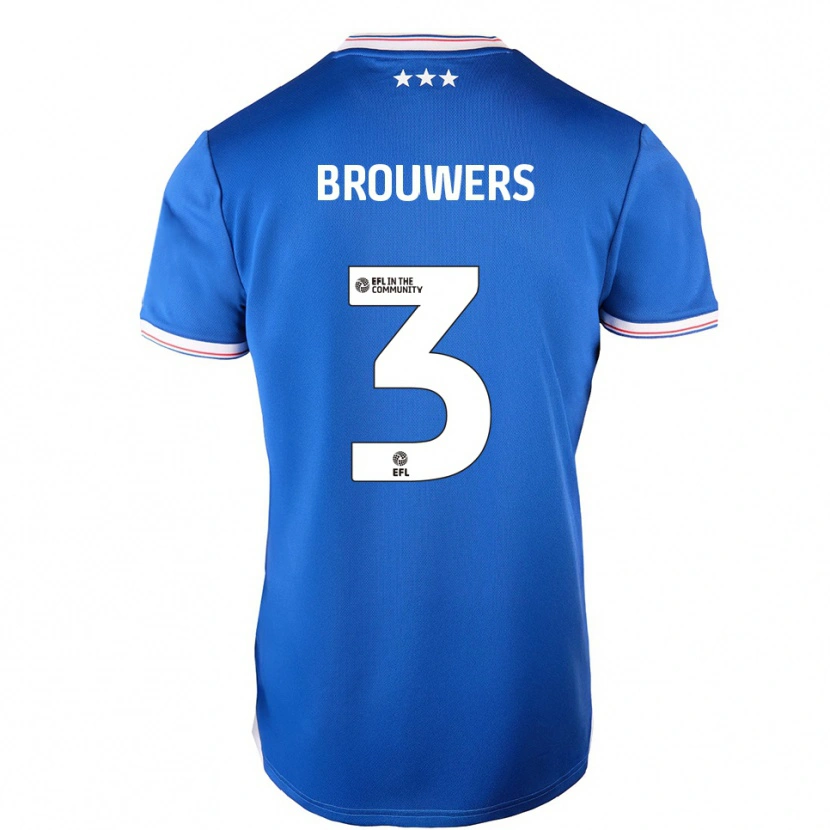 Danxen Uomo Maglia Steve Brouwers #3 Blu Bianco Kit Gara Home 2025/26 Maglietta