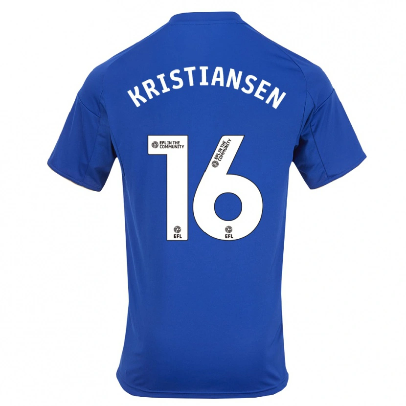 Danxen Uomo Maglia Victor Kristiansen #16 Blu Oro Kit Gara Home 2025/26 Maglietta