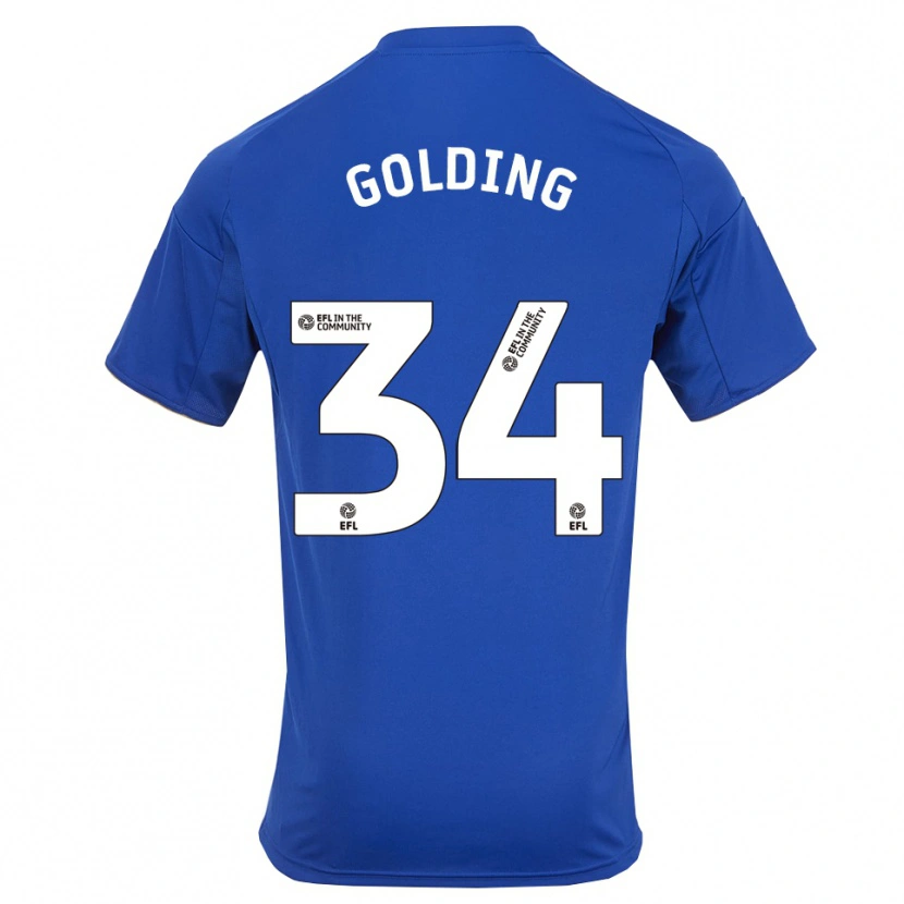 Danxen Uomo Maglia Michael Golding #34 Blu Oro Kit Gara Home 2025/26 Maglietta