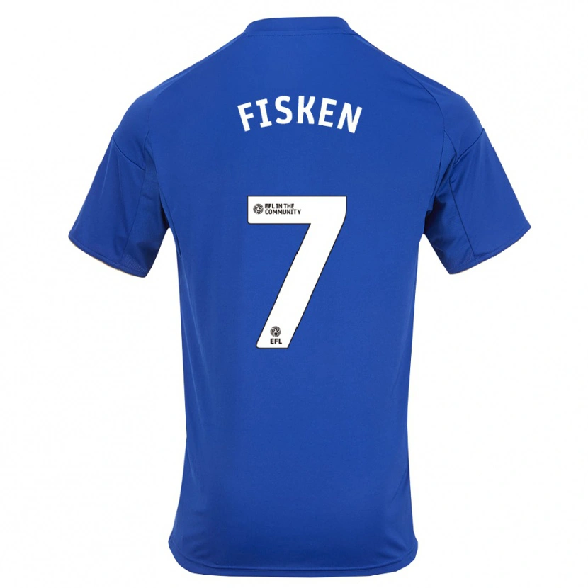 Danxen Uomo Maglia Alfie Fisken #7 Blu Oro Kit Gara Home 2025/26 Maglietta