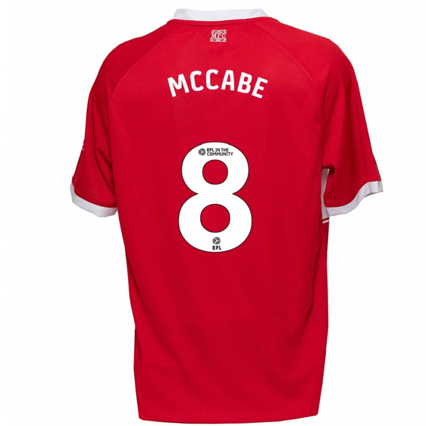 Danxen Uomo Maglia Iain Mccabe #8 Rosso Bianco Kit Gara Home 2025/26 Maglietta