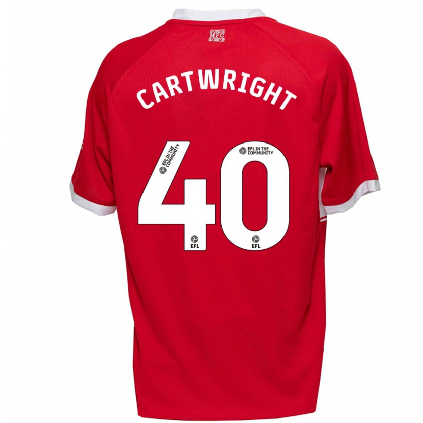 Danxen Uomo Maglia Finlay Cartwright #40 Rosso Bianco Kit Gara Home 2025/26 Maglietta