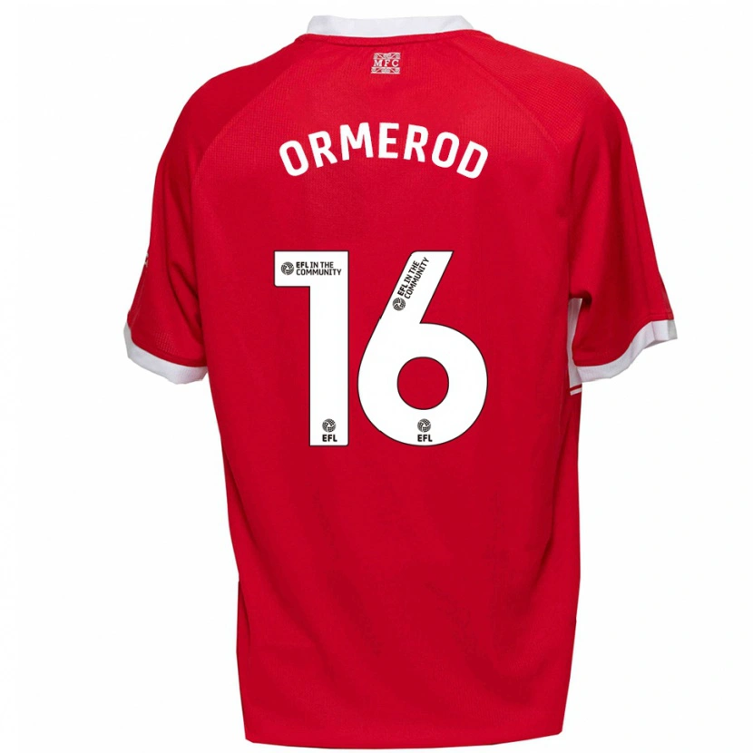 Danxen Uomo Maglia Eddie Ormerod #16 Rosso Bianco Kit Gara Home 2025/26 Maglietta