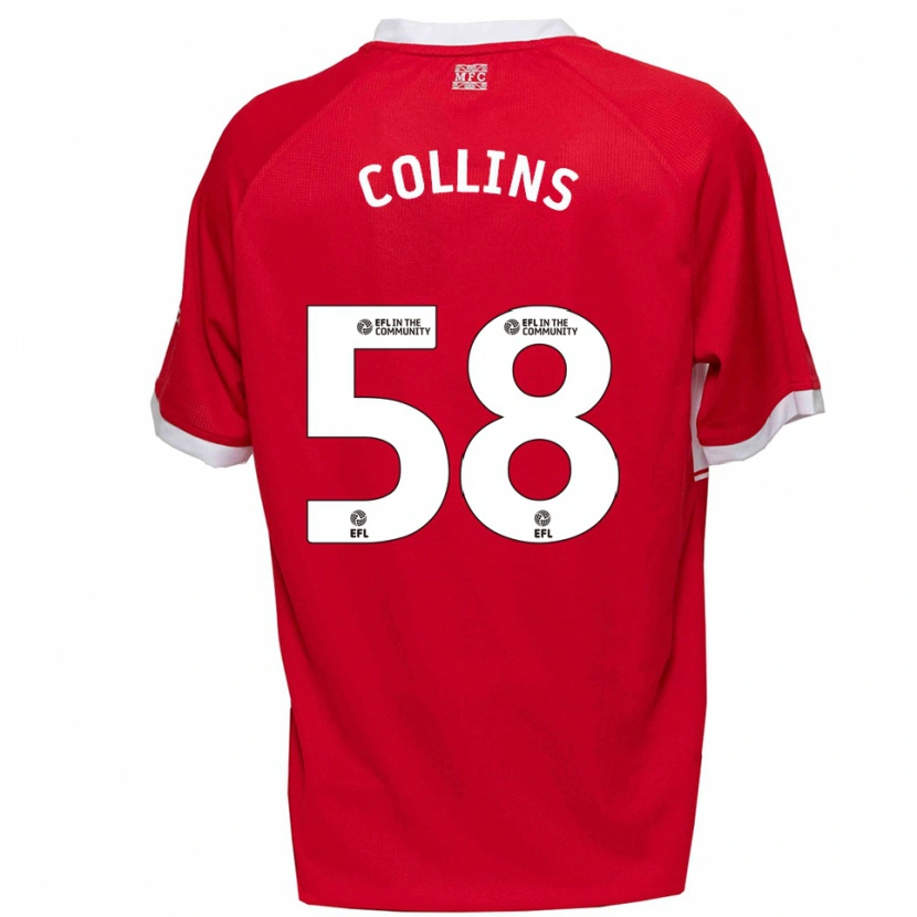 Danxen Uomo Maglia Sam Collins #58 Rosso Bianco Kit Gara Home 2025/26 Maglietta