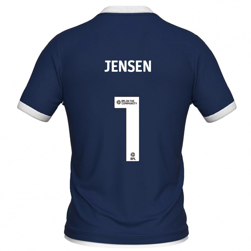 Danxen Uomo Maglia Lukas Jensen #1 Blu Marino Bianco Kit Gara Home 2025/26 Maglietta