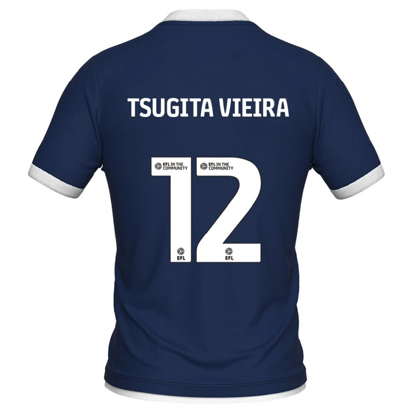 Danxen Uomo Maglia Sacha Tsugita Vieira #12 Blu Marino Bianco Kit Gara Home 2025/26 Maglietta