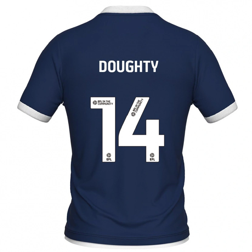 Danxen Uomo Maglia Alfie Doughty #14 Blu Marino Bianco Kit Gara Home 2025/26 Maglietta