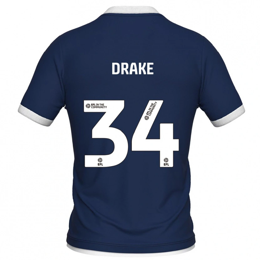 Danxen Uomo Maglia Ben Drake #34 Blu Marino Bianco Kit Gara Home 2025/26 Maglietta