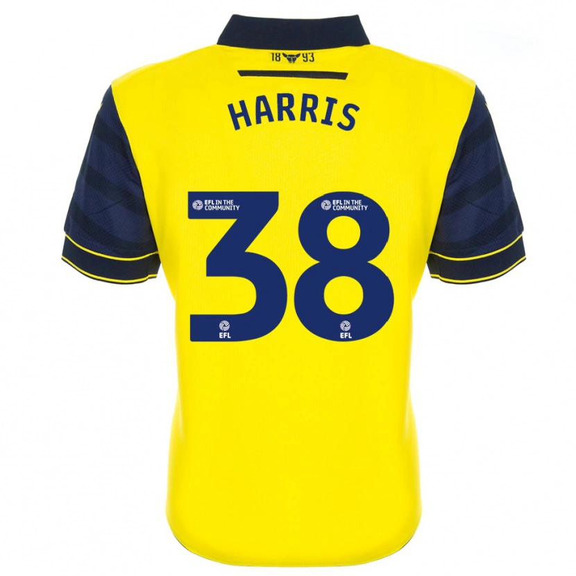 Danxen Uomo Maglia Luke Harris #38 Giallo Blu Marino Kit Gara Home 2025/26 Maglietta