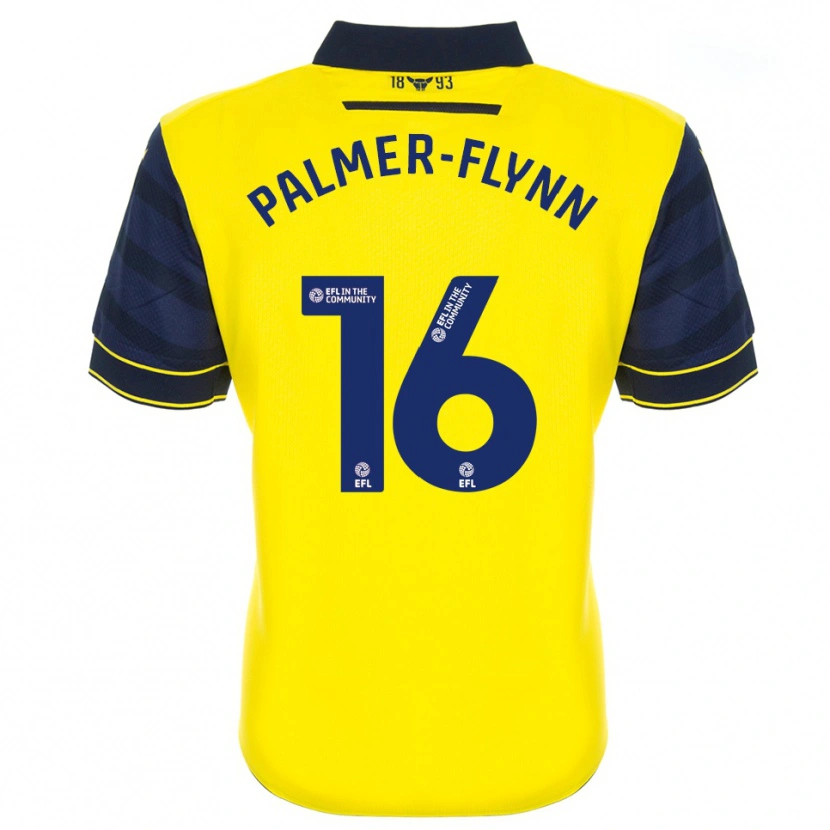 Danxen Uomo Maglia Callum Palmer-Flynn #16 Giallo Blu Marino Kit Gara Home 2025/26 Maglietta
