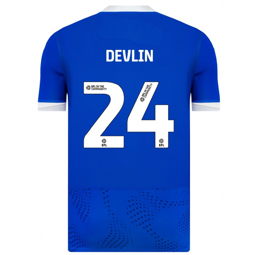 Danxen Uomo Maglia Terry Devlin #24 Blu Bianco Kit Gara Home 2025/26 Maglietta