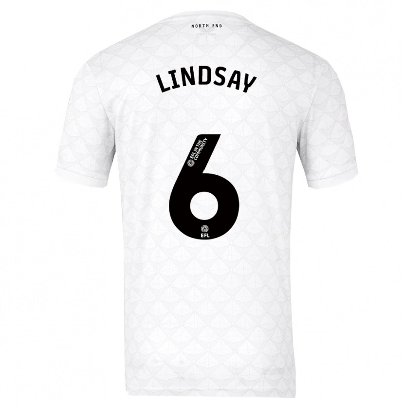 Danxen Uomo Maglia Liam Lindsay #6 Bianco Rosso Kit Gara Home 2025/26 Maglietta