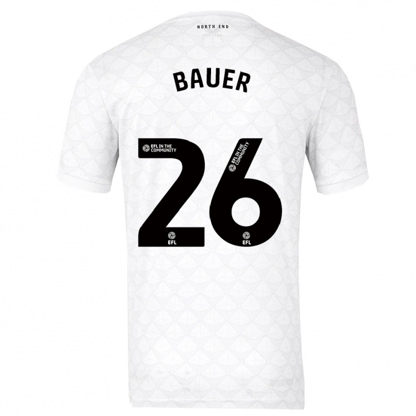 Danxen Uomo Maglia Patrick Bauer #26 Bianco Rosso Kit Gara Home 2025/26 Maglietta