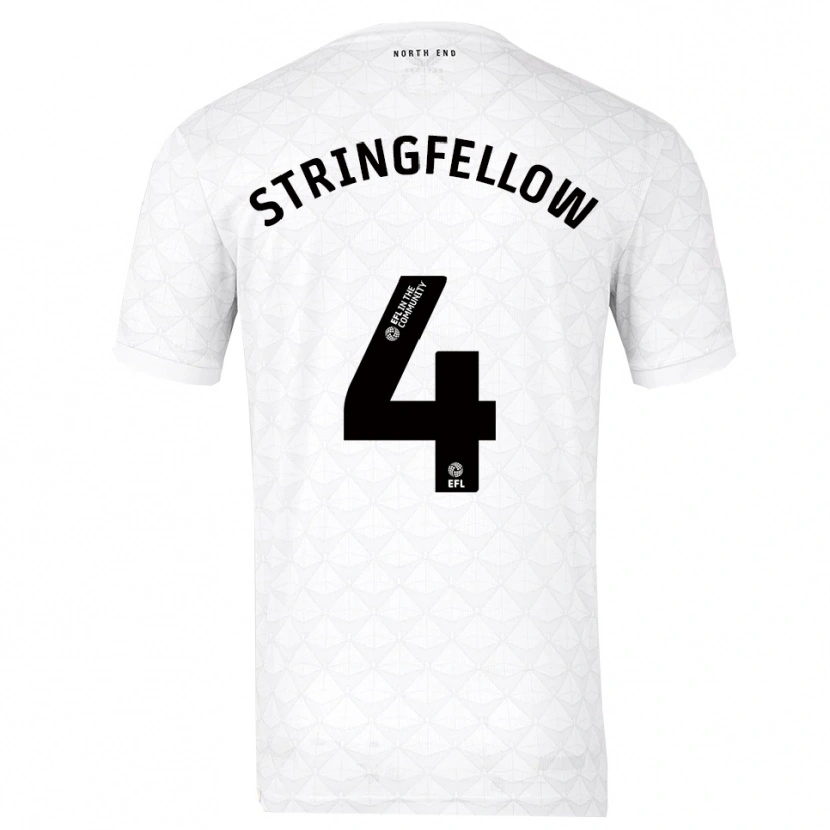 Danxen Uomo Maglia Harry Stringfellow #4 Bianco Rosso Kit Gara Home 2025/26 Maglietta