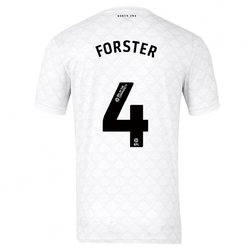 Danxen Uomo Maglia Hannah Forster #4 Bianco Rosso Kit Gara Home 2025/26 Maglietta