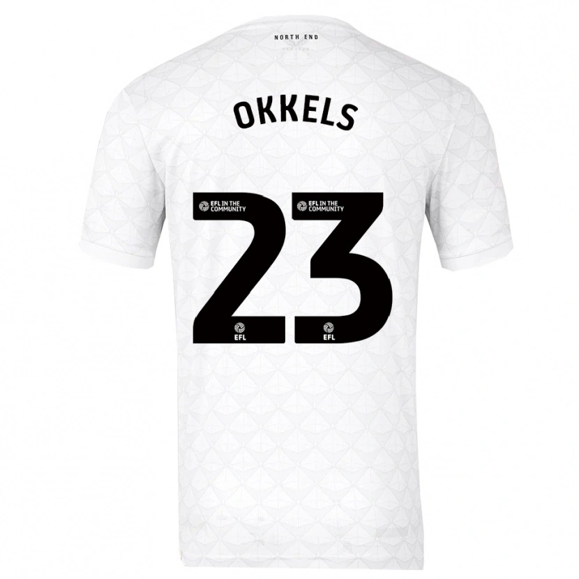 Danxen Uomo Maglia Jeppe Okkels #23 Bianco Rosso Kit Gara Home 2025/26 Maglietta