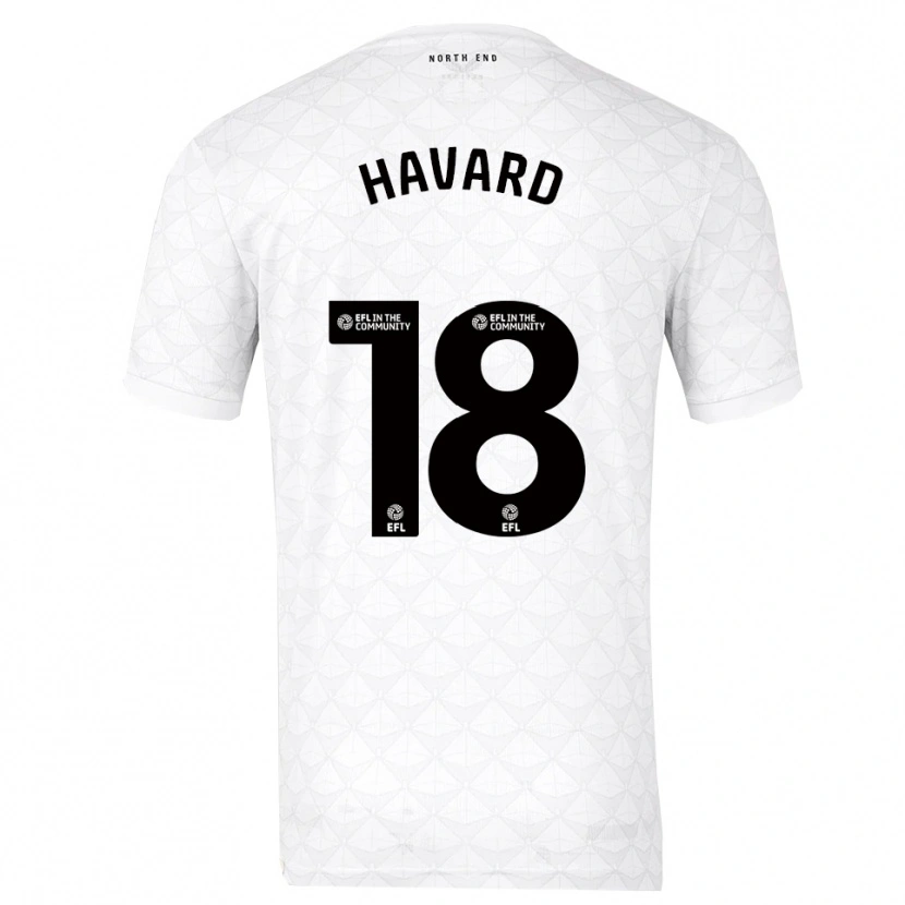 Danxen Uomo Maglia Callum Havard #18 Bianco Rosso Kit Gara Home 2025/26 Maglietta