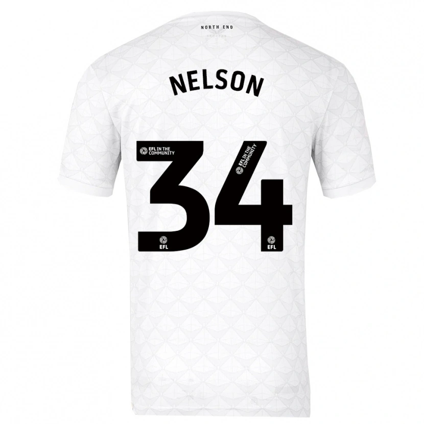 Danxen Uomo Maglia Kitt Nelson #34 Bianco Rosso Kit Gara Home 2025/26 Maglietta