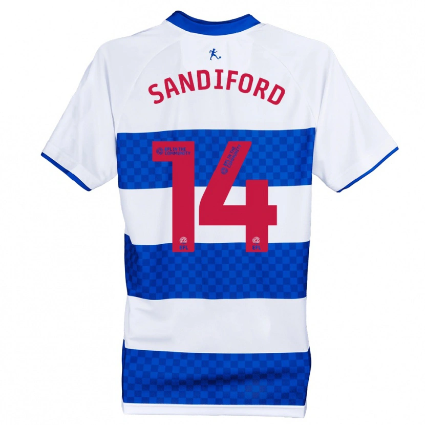Danxen Uomo Maglia Shaquille Sandiford #14 Blu Bianco Kit Gara Home 2025/26 Maglietta