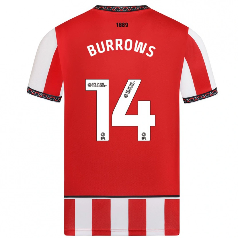 Danxen Uomo Maglia Harrison Burrows #14 Rosso Bianco Kit Gara Home 2025/26 Maglietta
