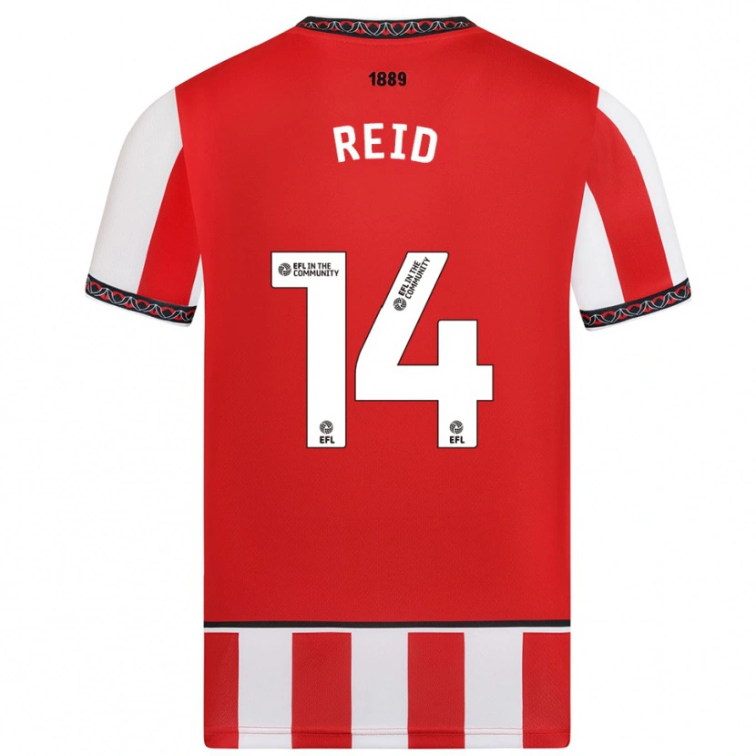 Danxen Uomo Maglia Aaron Reid #14 Rosso Bianco Kit Gara Home 2025/26 Maglietta