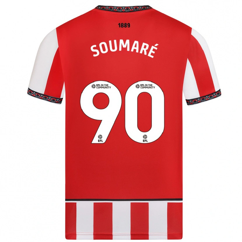 Danxen Uomo Maglia Djibril Soumaré #90 Rosso Bianco Kit Gara Home 2025/26 Maglietta