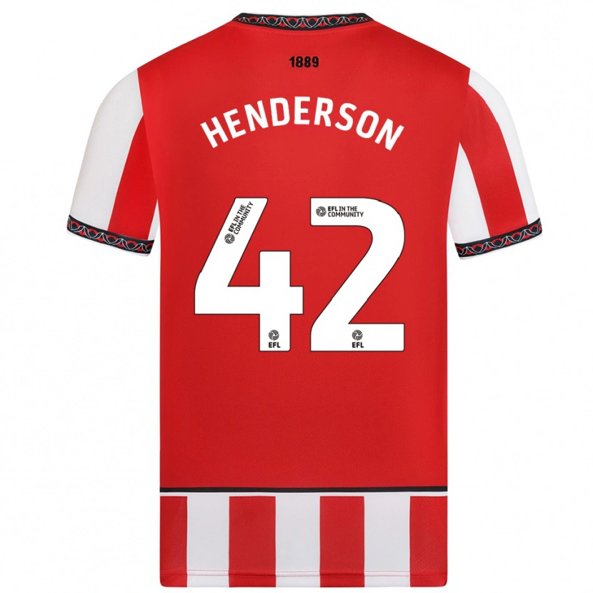 Danxen Uomo Maglia Peyton Henderson #42 Rosso Bianco Kit Gara Home 2025/26 Maglietta