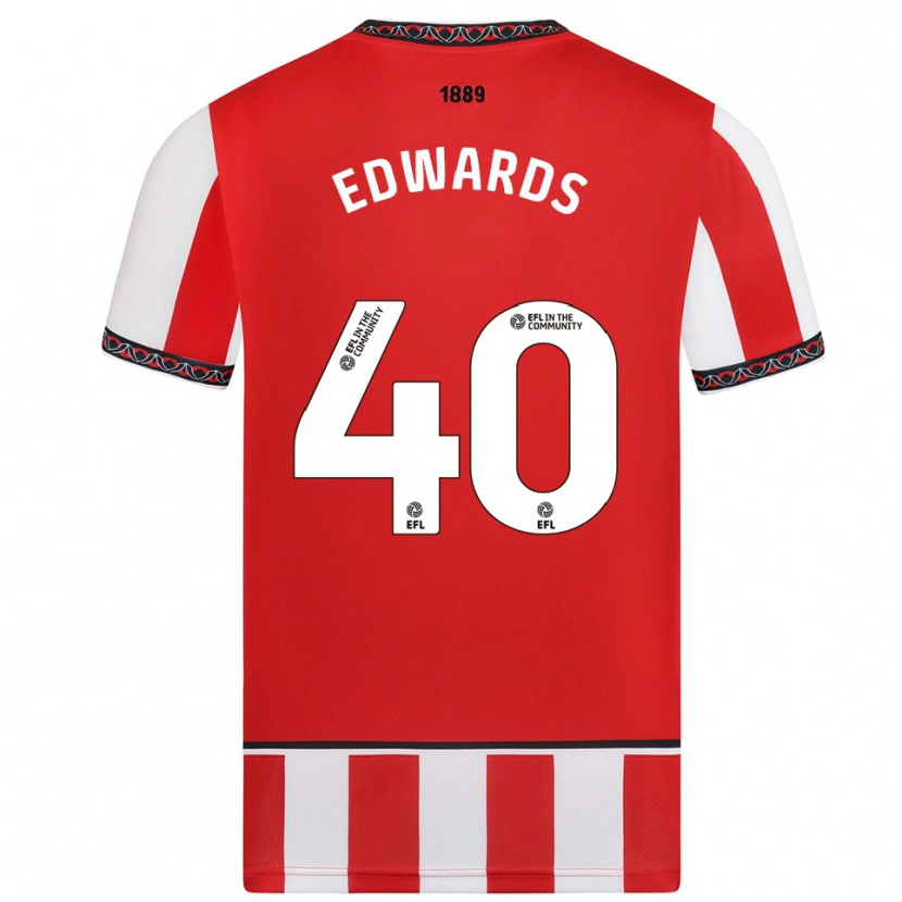 Danxen Uomo Maglia Liv Edwards #40 Rosso Bianco Kit Gara Home 2025/26 Maglietta