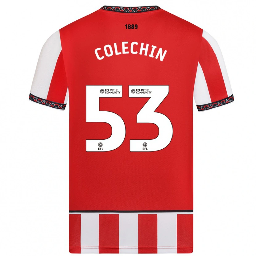 Danxen Uomo Maglia Sam Colechin #53 Rosso Bianco Kit Gara Home 2025/26 Maglietta