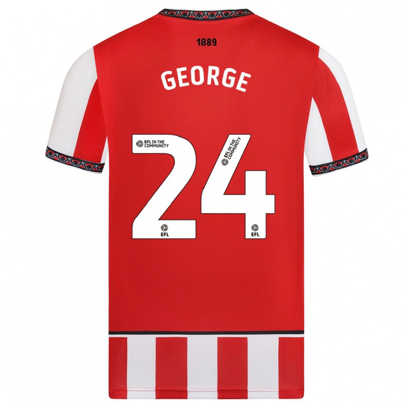Danxen Uomo Maglia Tammi George #24 Rosso Bianco Kit Gara Home 2025/26 Maglietta