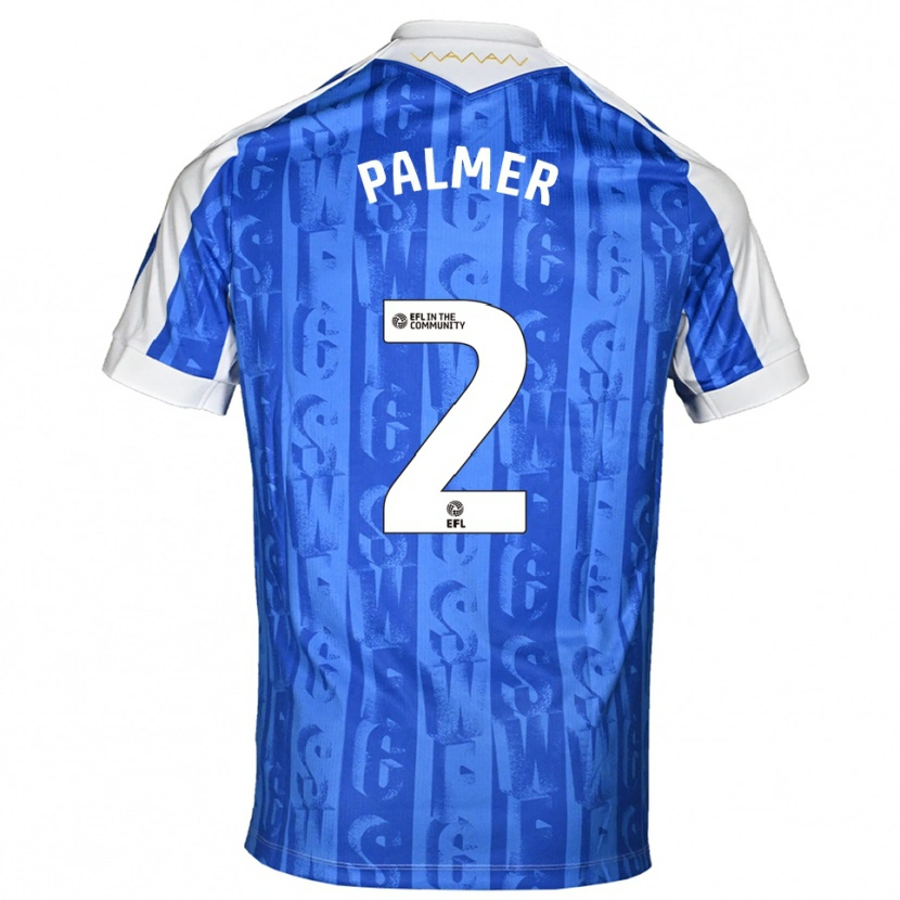 Danxen Uomo Maglia Liam Palmer #2 Blu Bianco Kit Gara Home 2025/26 Maglietta