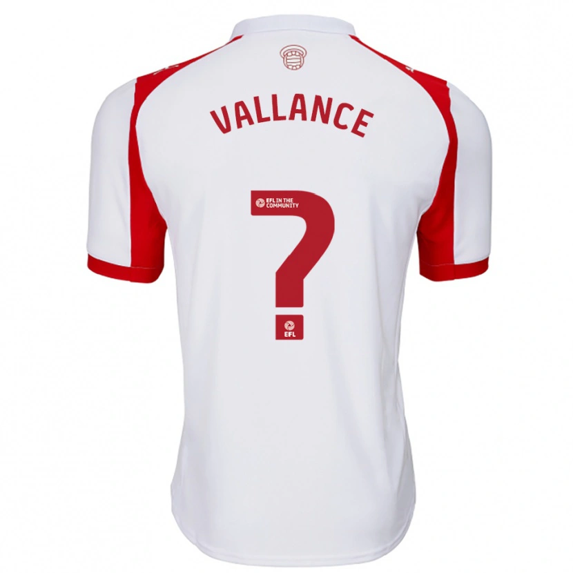 Danxen Uomo Maglia Jake Vallance #0 Bianco Rosso Kit Gara Home 2025/26 Maglietta