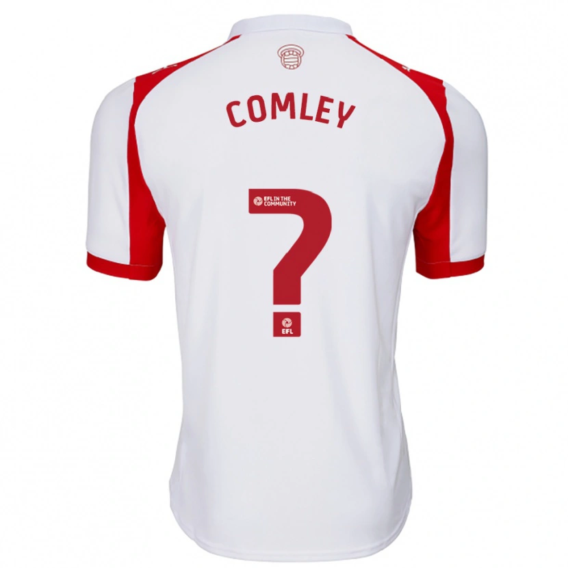 Danxen Uomo Maglia Wyatt Comley #0 Bianco Rosso Kit Gara Home 2025/26 Maglietta