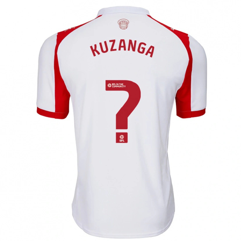 Danxen Uomo Maglia Junior Kuzanga #0 Bianco Rosso Kit Gara Home 2025/26 Maglietta