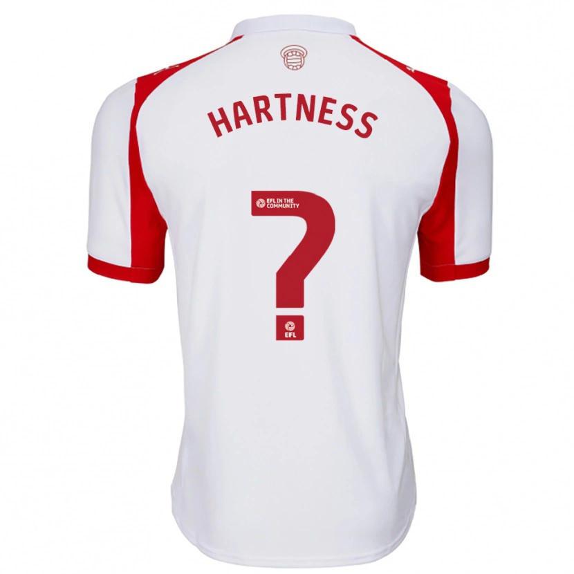 Danxen Uomo Maglia Ethan Hartness #0 Bianco Rosso Kit Gara Home 2025/26 Maglietta