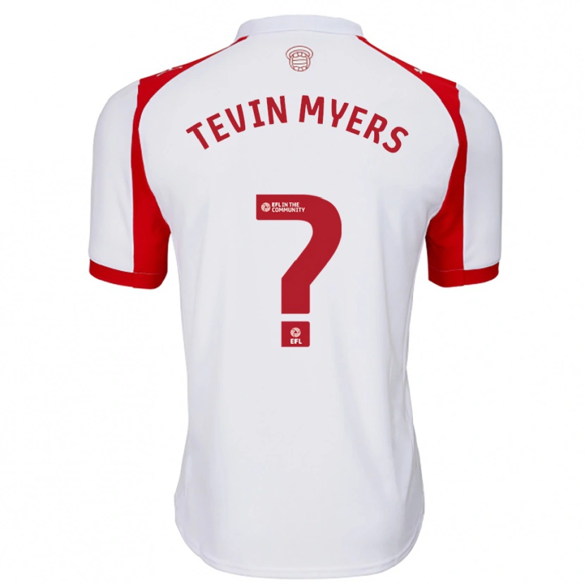 Danxen Uomo Maglia Tevin Myers #0 Bianco Rosso Kit Gara Home 2025/26 Maglietta