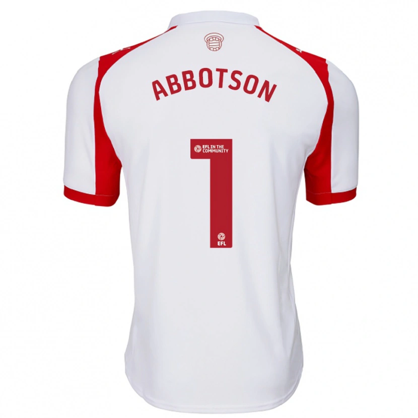 Danxen Uomo Maglia Oscar Abbotson #1 Bianco Rosso Kit Gara Home 2025/26 Maglietta