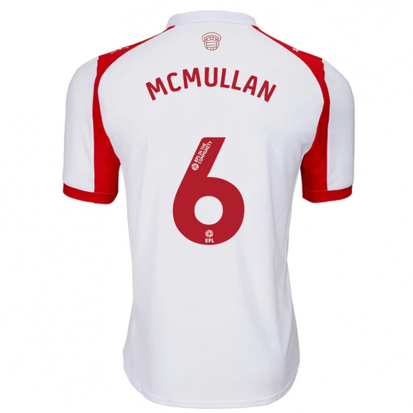 Danxen Uomo Maglia Korban Mcmullan #6 Bianco Rosso Kit Gara Home 2025/26 Maglietta