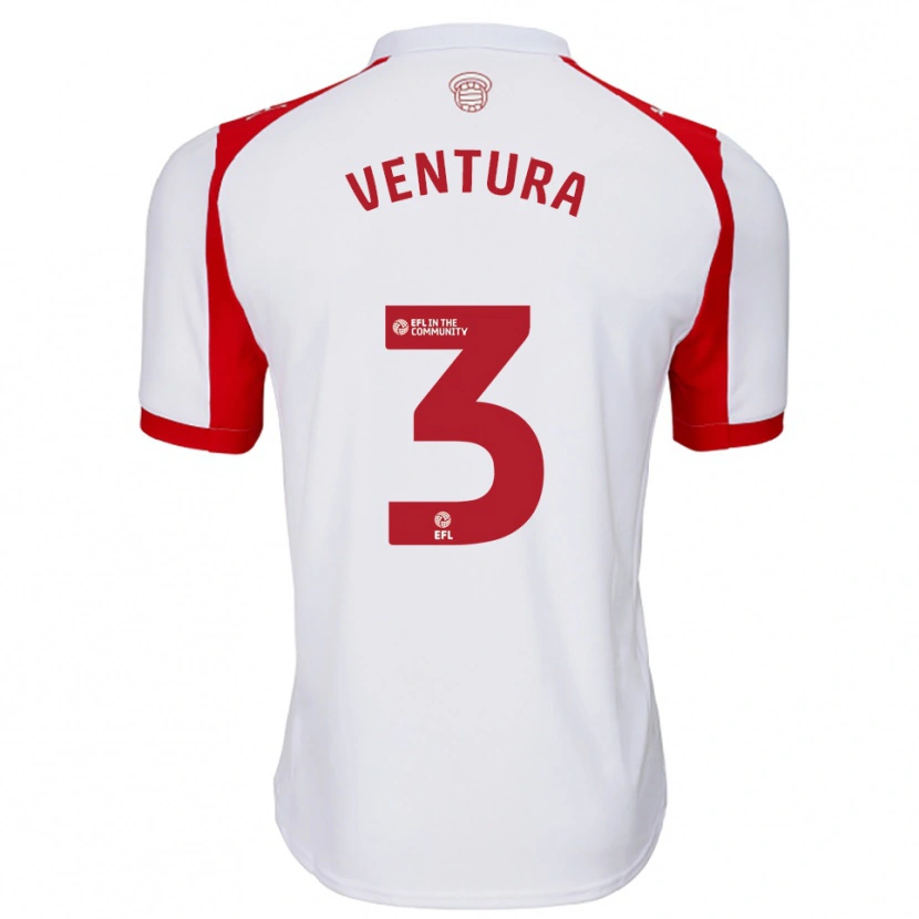 Danxen Uomo Maglia Tommy Dobson-Ventura #3 Bianco Rosso Kit Gara Home 2025/26 Maglietta