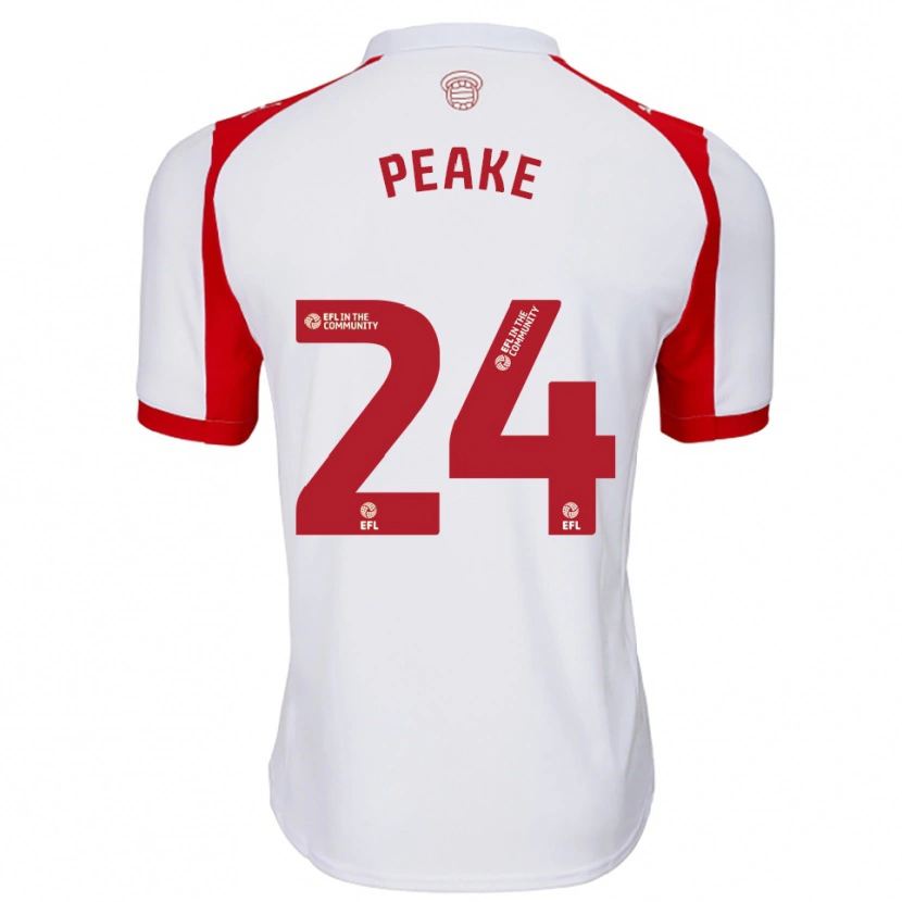 Danxen Uomo Maglia Paige Peake #24 Bianco Rosso Kit Gara Home 2025/26 Maglietta