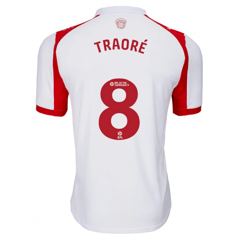 Danxen Uomo Maglia Daouda Traoré #8 Bianco Rosso Kit Gara Home 2025/26 Maglietta